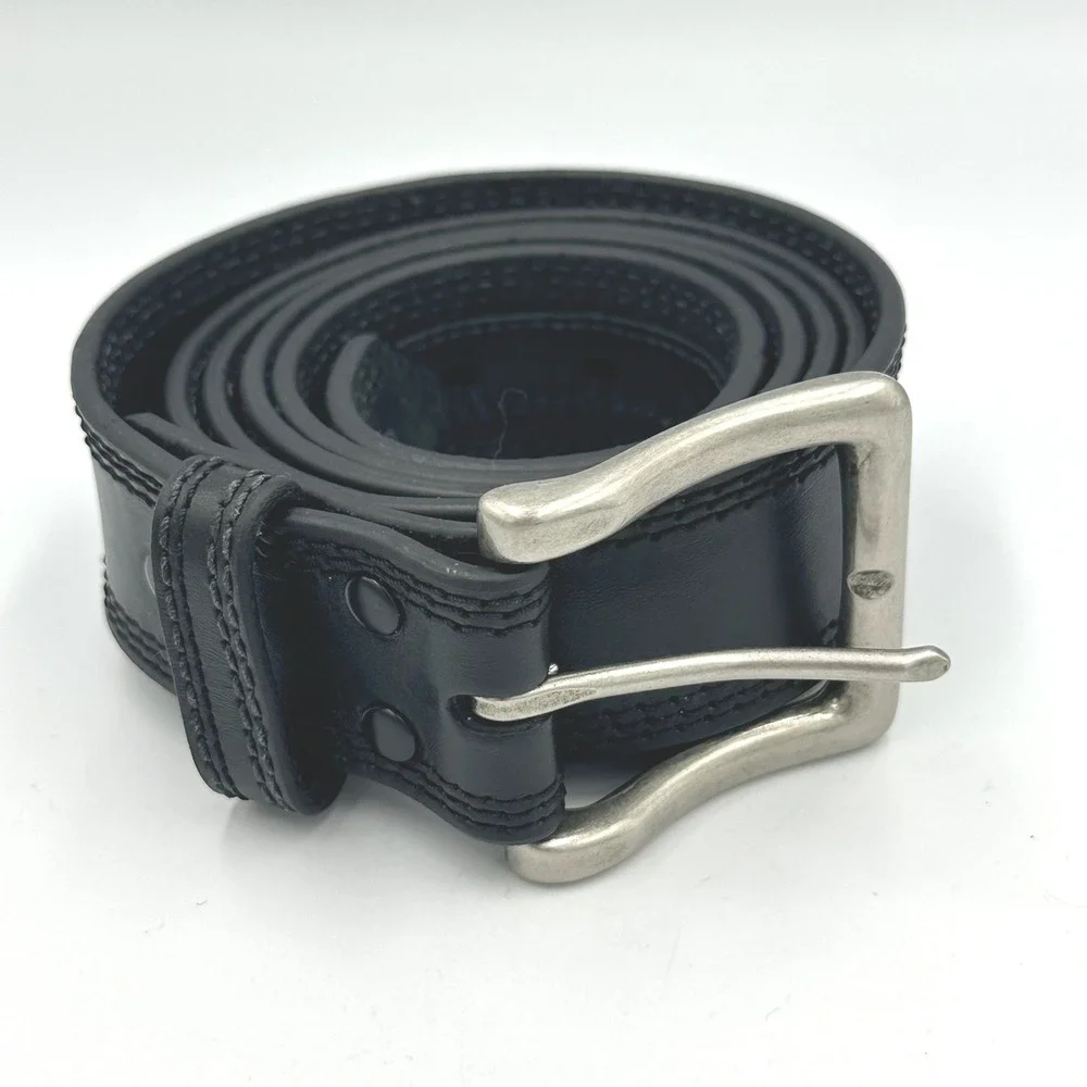 Cavenders Mens Black Genuine Leather Triple Stitched Western Belt Sz. 48 9752401